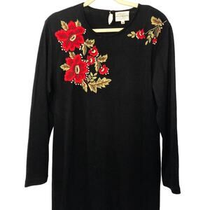 Vintage Susan Bristol Dress Hand Embroidered Christmas Dress